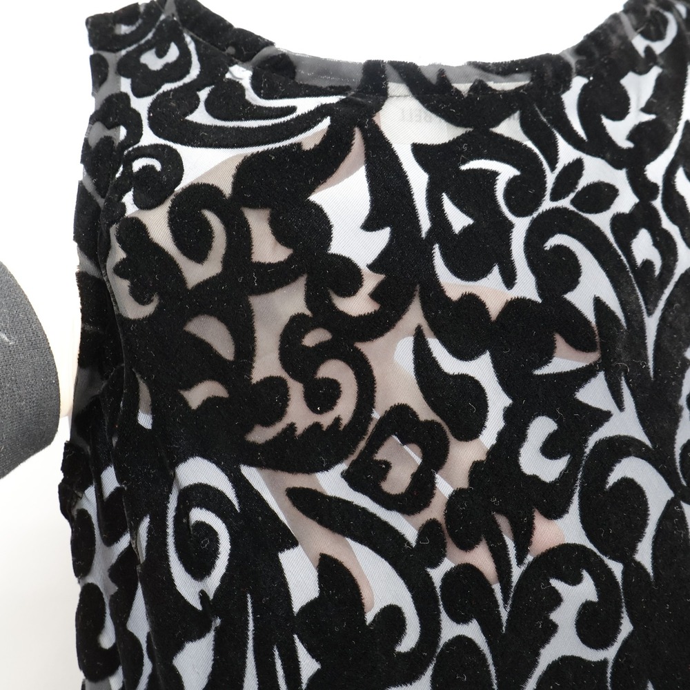 Sarah Campbell Black Burnout Velvet Damask Maxi Dress Womens L Gown Formal Boho - Picture 10 of 16